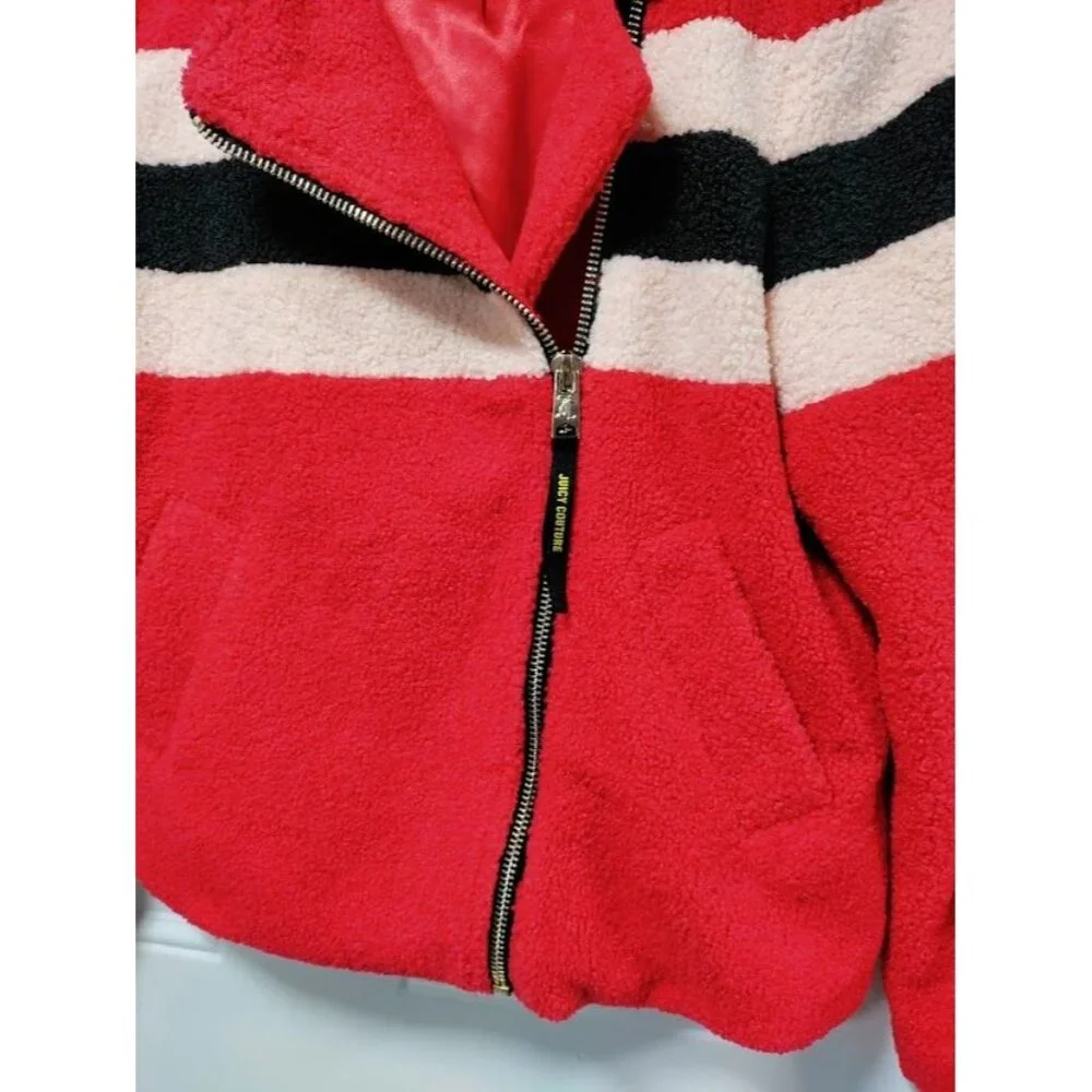 Juicy Couture Black Label Sherpa Teddy Bear Y2K Satin Lined Jacket Medium NWOT - Picture 7 of 16